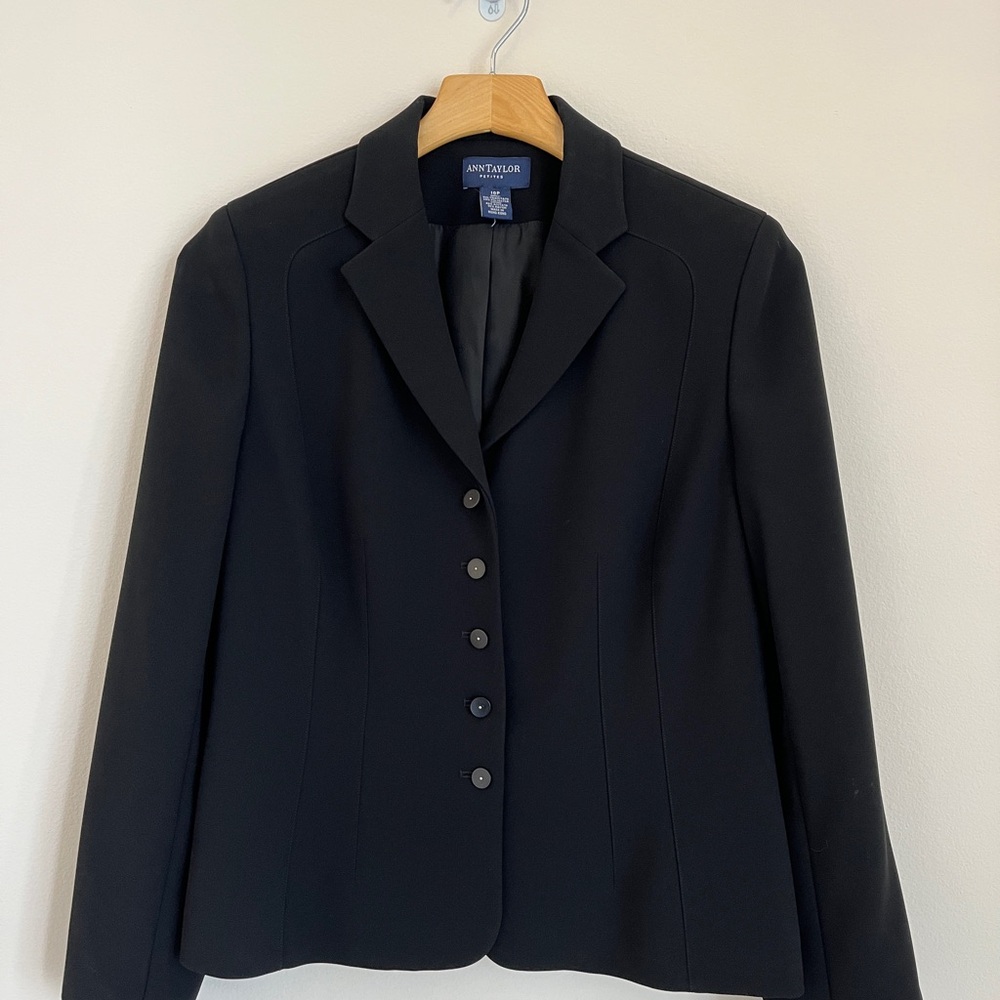 Ann Taylor Petites Black Blazer Jacket Vintage 10P